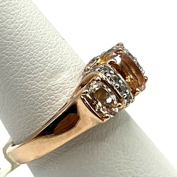 Peach morganite 18k rose gold over silver ring 1.63ctw size 6 - Picture 8 of 10